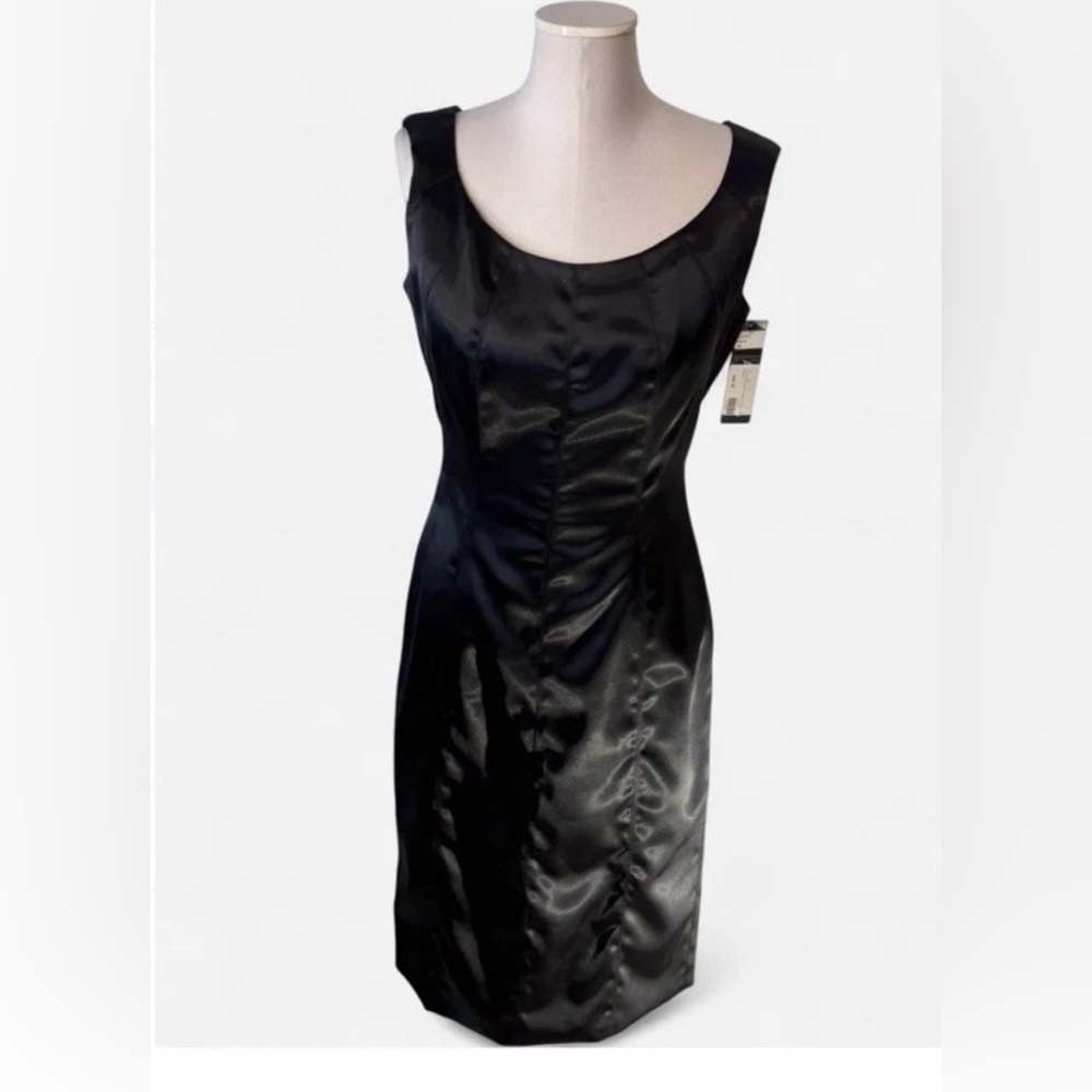 Alvin Valley NWT Stretch Satin Zipper Dress Black  Women's European 42  10-12 US